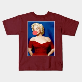 Marilyn Monroe Blowing a Bubble Print Kids T-Shirt